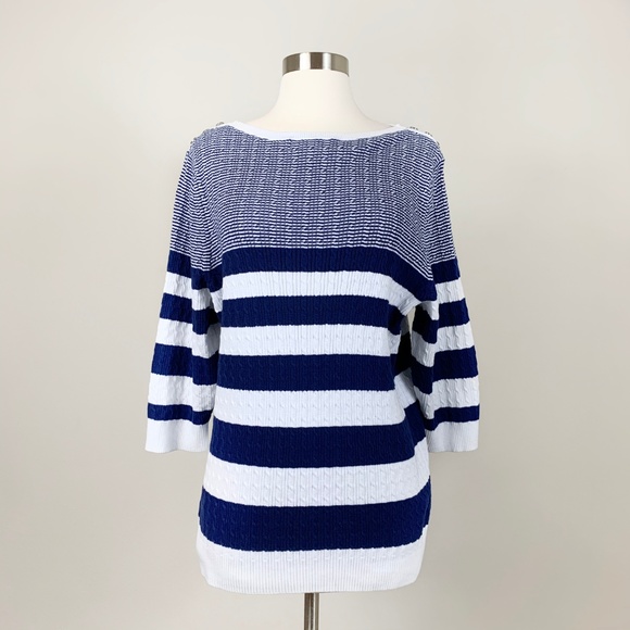 Karen Scott Sweaters - Karen Scott - 100% Cotton Striped Sweater Size 2X